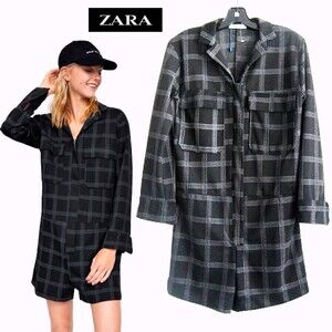 Zara Plaid Zip Front Flannel Romper Utility Chic S